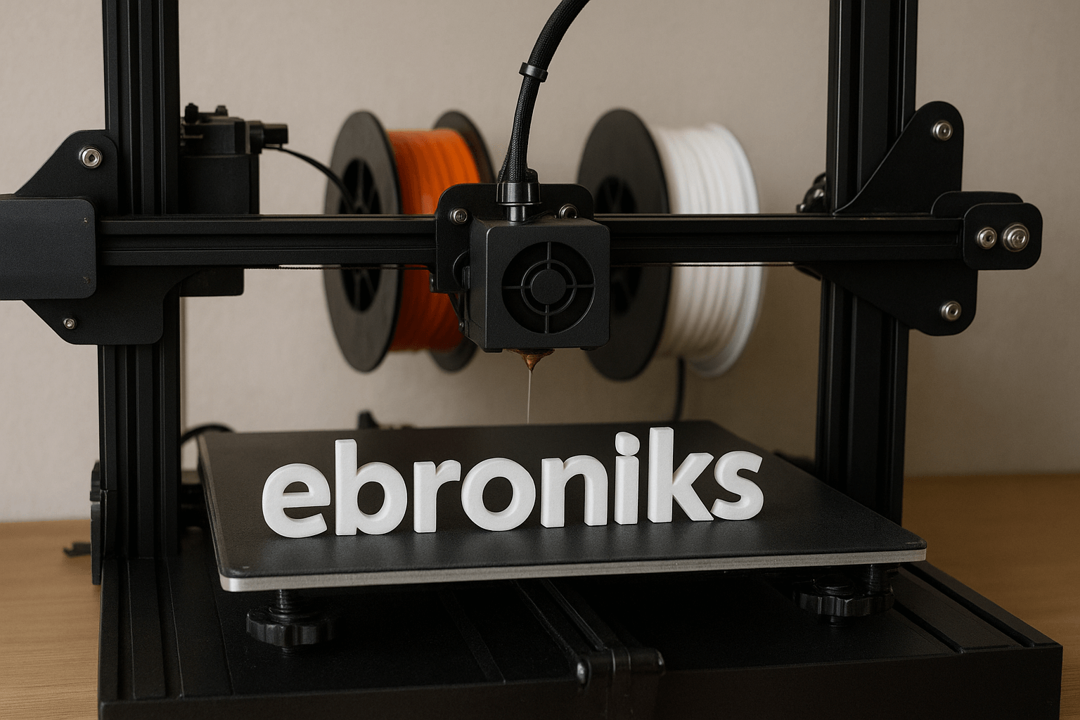 Impresora 3D en uso con bobinas de colores